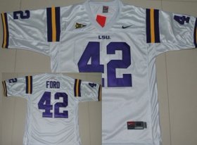 Wholesale Cheap LSU Tigers #42 Michael Ford White Jersey