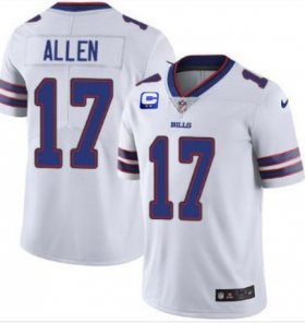 Wholesale Cheap Men\'s Buffalo Bills #17 Josh Allen With C Patch White Vapor Untouchable Limited Stitched Jersey