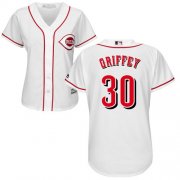 Wholesale Cheap Reds #30 Ken Griffey White Home Women's Stitched MLB Jersey