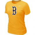 Wholesale Cheap Women's MLB Boston Red Sox Heathered Nike Blended T-Shirt Yellow