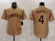 Cheap Men's San Diego Padres #4 Luis Arraez Tan Cool Base Stitched Baseball Jersey