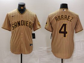 Cheap Men\'s San Diego Padres #4 Luis Arraez Tan Cool Base Stitched Baseball Jersey