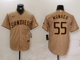 Cheap Men\'s San Diego Padres #55 Sean Manaea Khaki Cool Base Stitched Jerseys