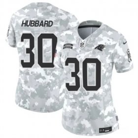 Cheap Women\'s Carolina Panthers #30 Chuba Hubbard 2024 F.U.S.E Arctic Camo Salute To Service Limited Stitched Football Jersey(Run Small)