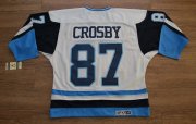 Wholesale Cheap Penguins #87 Sidney Crosby Stitched White/Blue CCM Throwback NHL Jersey