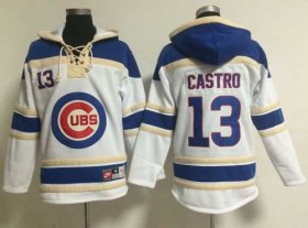 Wholesale Cheap Cubs #13 Starlin Castro White Sawyer Hooded Sweatshirt MLB Hoodie