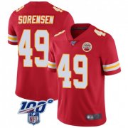 Wholesale Cheap Men's Kansas City Chiefs #49 Daniel Sorensen 100th Vapor Jersey - Limited Red