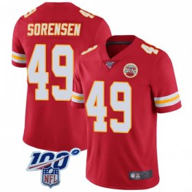 Wholesale Cheap Men\'s Kansas City Chiefs #49 Daniel Sorensen 100th Vapor Jersey - Limited Red