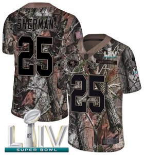 Wholesale Cheap Nike 49ers #25 Richard Sherman Camo Super Bowl LIV 2020 Men\'s Stitched NFL Limited Rush Realtree Jersey