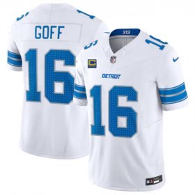 Cheap Men\'s Detroit Lions #16 Jared Goff White 2024 F.U.S.E. With 4-Star C Patch Vapor Limited Stitched Jersey