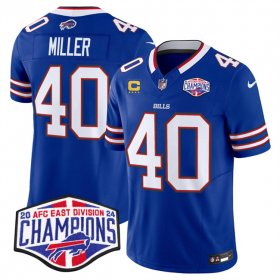 Cheap Men\'s Buffalo Bills #40 Von Miller Royal F.U.S.E. 2024 AFC East Division Champions With 4-Star C Ptach Vapor Limited Stitched Football Jersey