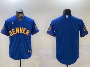 Cheap Men's Denver Nuggets Blank Blue With Patch Stitched Jersey