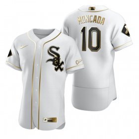 Wholesale Cheap Chicago White Sox #10 Yoan Moncada White Nike Men\'s Authentic Golden Edition MLB Jersey