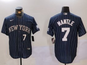 Men\'s New York Yankees #7 Mickey Mantle Navy Pinstripe Fashion Cool Base Jerseys