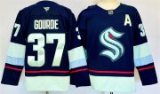 Cheap Men's Seattle Kraken #37 Yanni Gourde Navy 2024-25 Home With A Patch Stitched Hockey Jersey