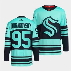 Cheap Men\'s Seattle Kraken #95 Andre Burakovsky Ice Blue 2022-23 Reverse Retro Stitched Jersey