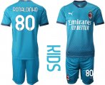 Wholesale Cheap Youth 2020-2021 club AC milan away 80 blue Soccer Jerseys