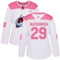 Wholesale Cheap Adidas Avalanche #29 Nathan MacKinnon White/Pink Authentic Fashion Women's Stitched NHL Jersey