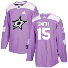 Wholesale Cheap Adidas Stars #15 Bobby Smith Purple Authentic Fights Cancer Stitched NHL Jersey