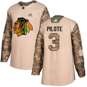 Wholesale Cheap Adidas Blackhawks #3 Pierre Pilote Camo Authentic 2017 Veterans Day Stitched NHL Jersey