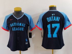 Women\'s Los Angeles Dodgers #17 Shohei Ohtani Navy 2024 All Star Limited Stitched Jersey