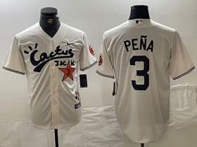 Cheap Men\'s Houston Astros #3 Jeremy Pena Cream Cactus Jack Vapor Premier Stitched Baseball Jersey