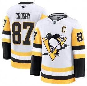 Men\'s Pittsburgh Penguins #87 Sidney Crosby White 2024-25 Away Stitched Hockey Jersey