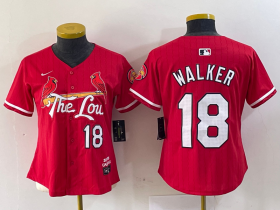 Wholesale Cheap Women\'s St Louis Cardinals #18 Jordan Walker Red 2024 City Connect Limited Stitched Baseball Jersey