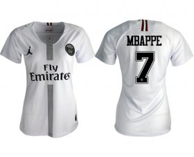 Wholesale Cheap Women\'s Jordan Paris Saint-Germain #7 Mbappe Away Soccer Club Jersey