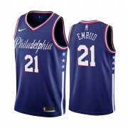 Wholesale Cheap Nike 76ers #21 Joel Embiid Navy 2019-20 City Edition Swingman NBA Jersey