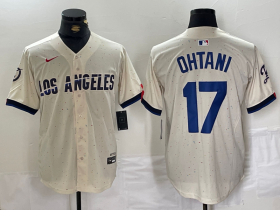 Wholesale Cheap Men\'s Los Angeles Dodgers #17 Shohei Ohtani Cream 2024 City Connect Limited Stitched Jerseys