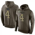 Wholesale Cheap NFL Men's Nike Green Bay Packers #4 Brett Favre Stitched Green Olive Salute To Service KO Performance Hoodie