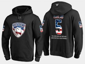 Wholesale Cheap Panthers #5 Aaron Ekblad NHL Banner Wave Usa Flag Black Hoodie