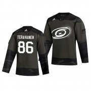 Wholesale Cheap Carolina Hurricanes #86 Teuvo Teravainen Adidas 2019 Veterans Day Men's Authentic Practice NHL Jersey Camo