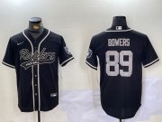 Men's Las Vegas Raiders #89 Brock Bowers Black Cool Base Stitched Baseball Jersey