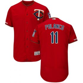 Wholesale Cheap Twins #11 Jorge Polanco Red Flexbase Authentic Collection Stitched MLB Jersey