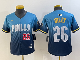 Cheap Youth Philadelphia Phillies #26 Chase Utley Blue 2024 City Connect Limited Stitched Jerseys