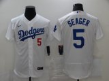 Wholesale Cheap Men's Los Angeles Dodgers #5 Corey Seager White Stitched MLB Flex Base Jersey