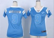 Wholesale Cheap Nike Lions #9 Matthew Stafford Light Blue Team Color Women's Stitched NFL Elite Draft Him Shimmer Jersey