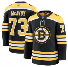 Men\'s Boston Bruins #73 Charlie McAvoy Black 2024-25 Home Stitched Hockey Jersey