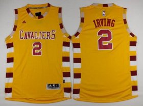 Wholesale Cheap Men\'s Cleveland Cavaliers #2 Kyrie Irving Revolution 30 Swingman 2015-16 Retro Gold Jersey