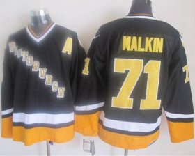 Wholesale Cheap Penguins #71 Evgeni Malkin Black/Yellow CCM Throwback Stitched NHL Jersey