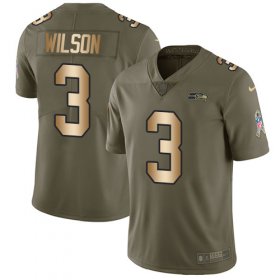 Wholesale Cheap Nike Seahawks #3 Russell Wilson Olive/Gold Men\'s Stitched NFL Limited 2017 Salute To Service Jersey