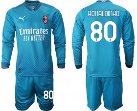 Wholesale Cheap 2021 Men AC milan away long sleeve 80 soccer jerseys