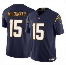 Cheap Men\'s Los Angeles Chargers #15 Ladd McConkey Navy 2024 Draft F.U.S.E. Vapor Limited Football Stitched Jersey