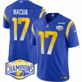 Cheap Men's Los Angeles Rams #17 Puka Nacua Blue 2024 NFC West Champions F.U.S.E. Vapor Untouchable Stitched Football Jersey