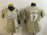 Cheap Women's Los Angeles Dodgers #17 Shohei Ohtani Cream 2024 World Series Cool Base Stitched Baseball Jersey(Run Small)