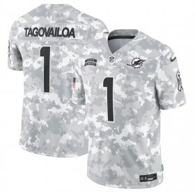 Men\'s Miami Dolphins #1 Tua Tagovailoa 2024 Arctic Camo Salute To Service Limited Stitched Football Jersey