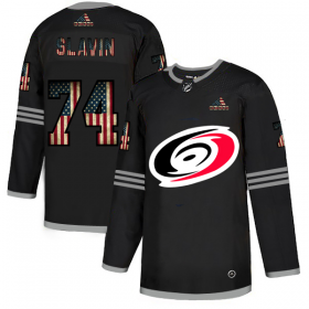 Wholesale Cheap Carolina Hurricanes #74 Jaccob Slavin Adidas Men\'s Black USA Flag Limited NHL Jersey