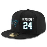 Wholesale Cheap Carolina Panthers #24 James Bradberry Snapback Cap NFL Player Black with White Number Stitched Hat